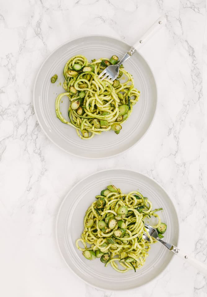 Premade Zucchini Noodles
 Inspiralized Vegan Pesto Zucchini Noodles with Asparagus