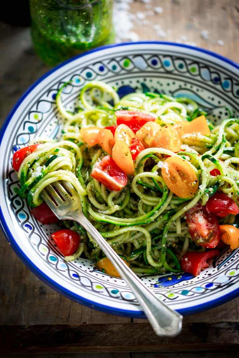 Premade Zucchini Noodles
 no cook zucchini noodles with pesto Healthy Seasonal Recipes