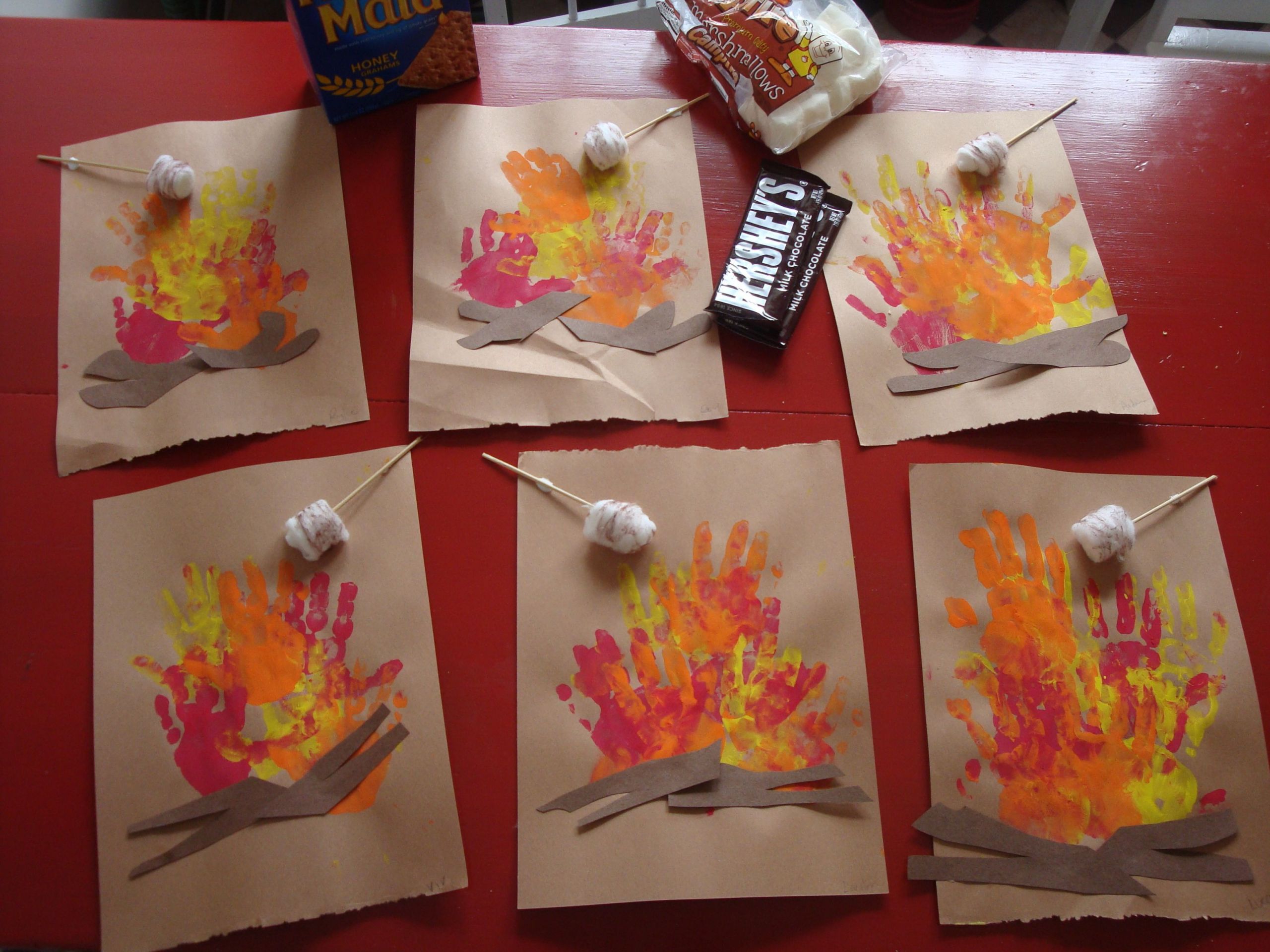 Preschool Camping Art Projects
 FREE Handprint Campfire