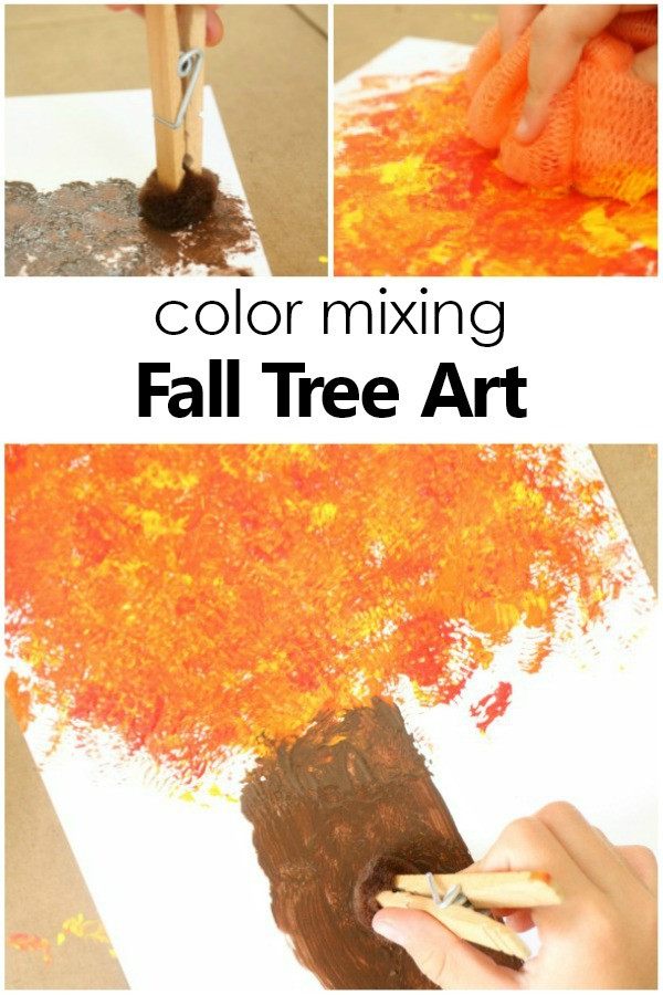 Preschoolers Arts And Crafts
 Color Mixing Fall Tree Craft for Kids Fantastic Fun