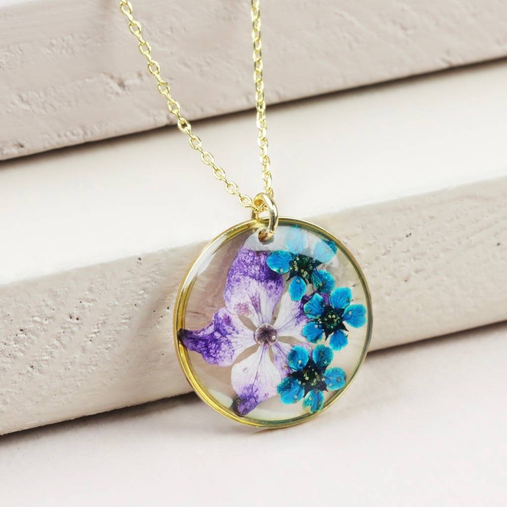 Pressed Flower Necklace
 personalised pressed flower pendant necklace by lisa angel