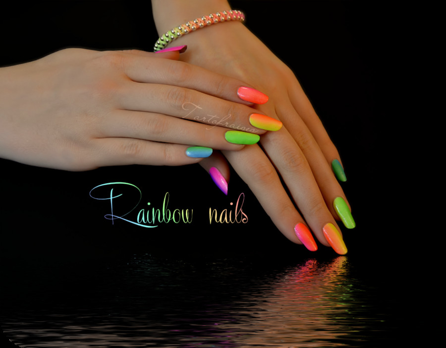 Pretty Nails New Albany
 Rainbow manicure neon nails summer With images