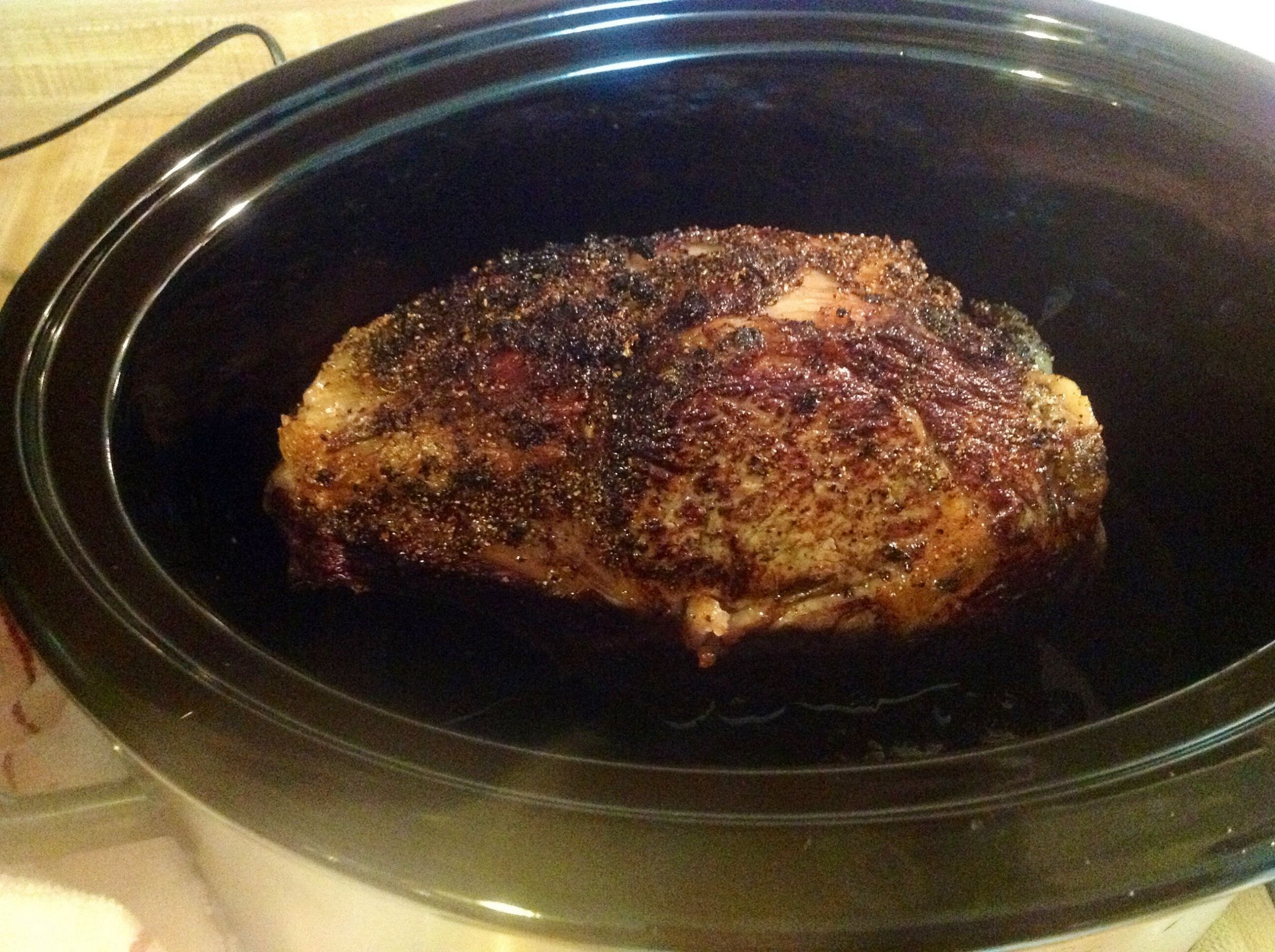 Prime Rib In Slow Cooker
 My first ever prime rib roast 5 Seasoned rubbed seared