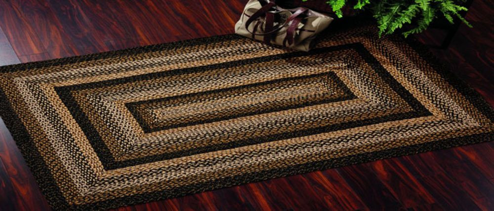 Primitive Rugs For Living Room
 Country Style Jute Braided Area Rugs Black Forest