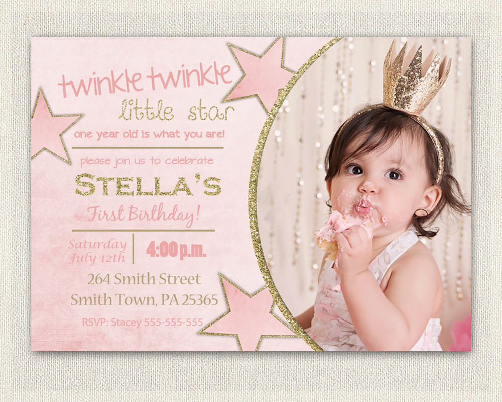 Princess 1st Birthday Invitations
 First Birthday Invitation Gold and Pink Princess Invitations