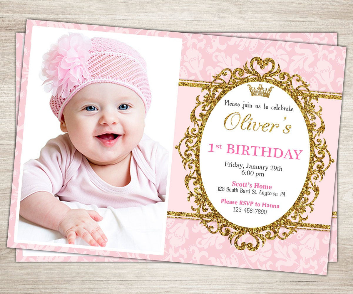 Princess 1st Birthday Invitations
 Princess First Birthday Invitation Princess Birthday