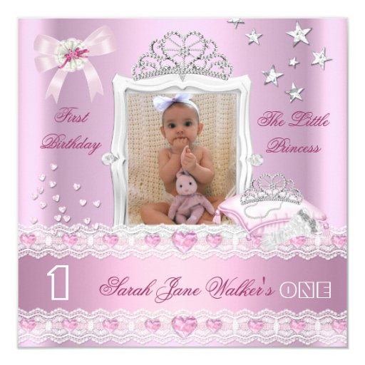 Princess 1st Birthday Invitations
 Little Princess First Birthday Party Invitation