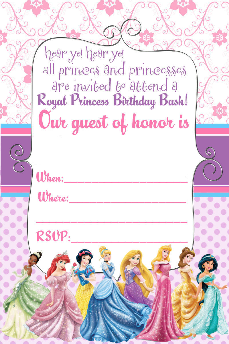 Princess Birthday Invitation
 Free Printable Disney Princess Birthday Invitations