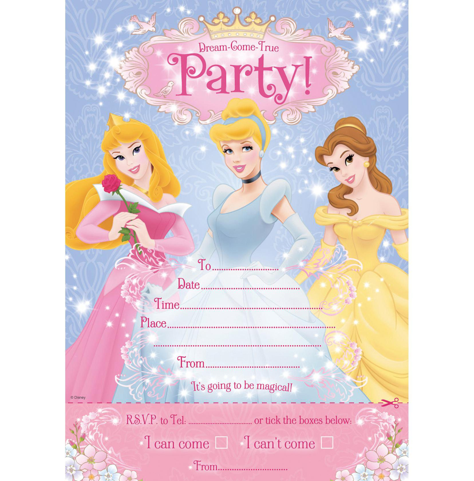 Princess Birthday Invitation
 Disney princesses birthday invitations disney princesses