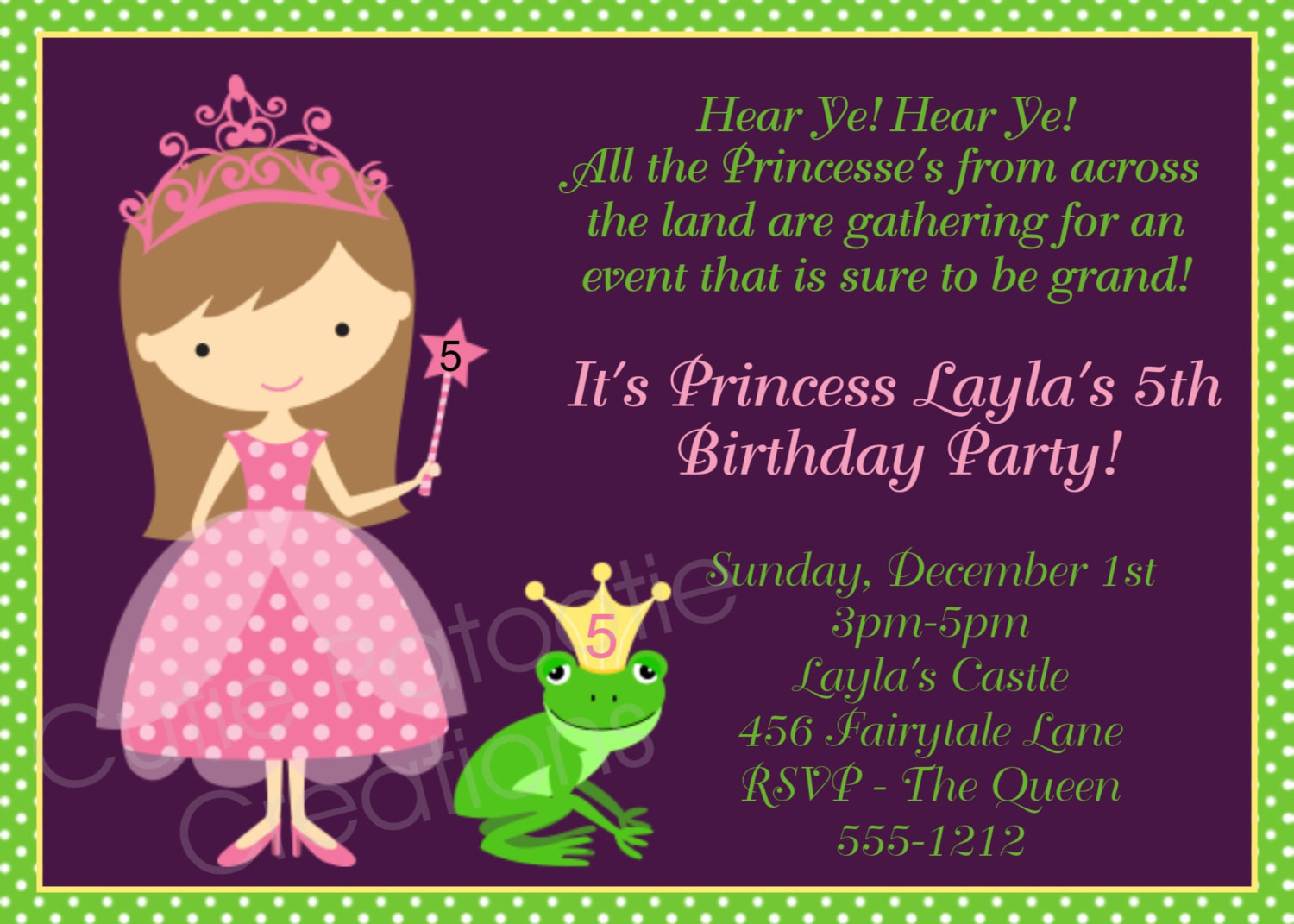 Princess Birthday Invitation
 Princess Birthday Invitation Princess by CutiesTieDyeBoutique