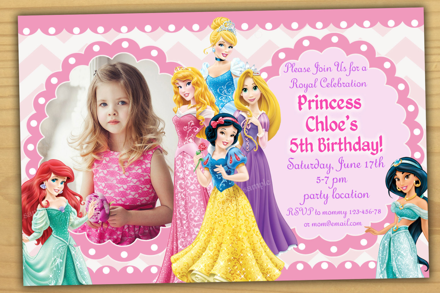 Princess Birthday Invitation
 Disney Princess Birthday Invitation Disney Princess