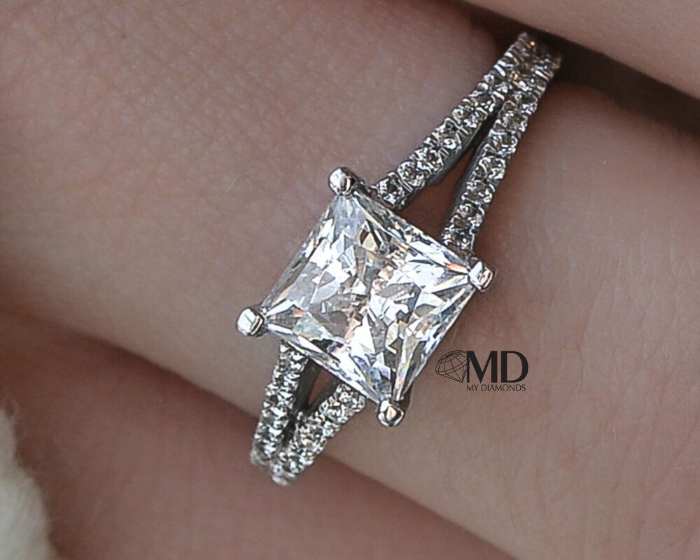 Princess Cut Diamond Engagement Ring
 1 CT DIAMOND ENGAGEMENT RING PRINCESS CUT D VS 14K WHITE