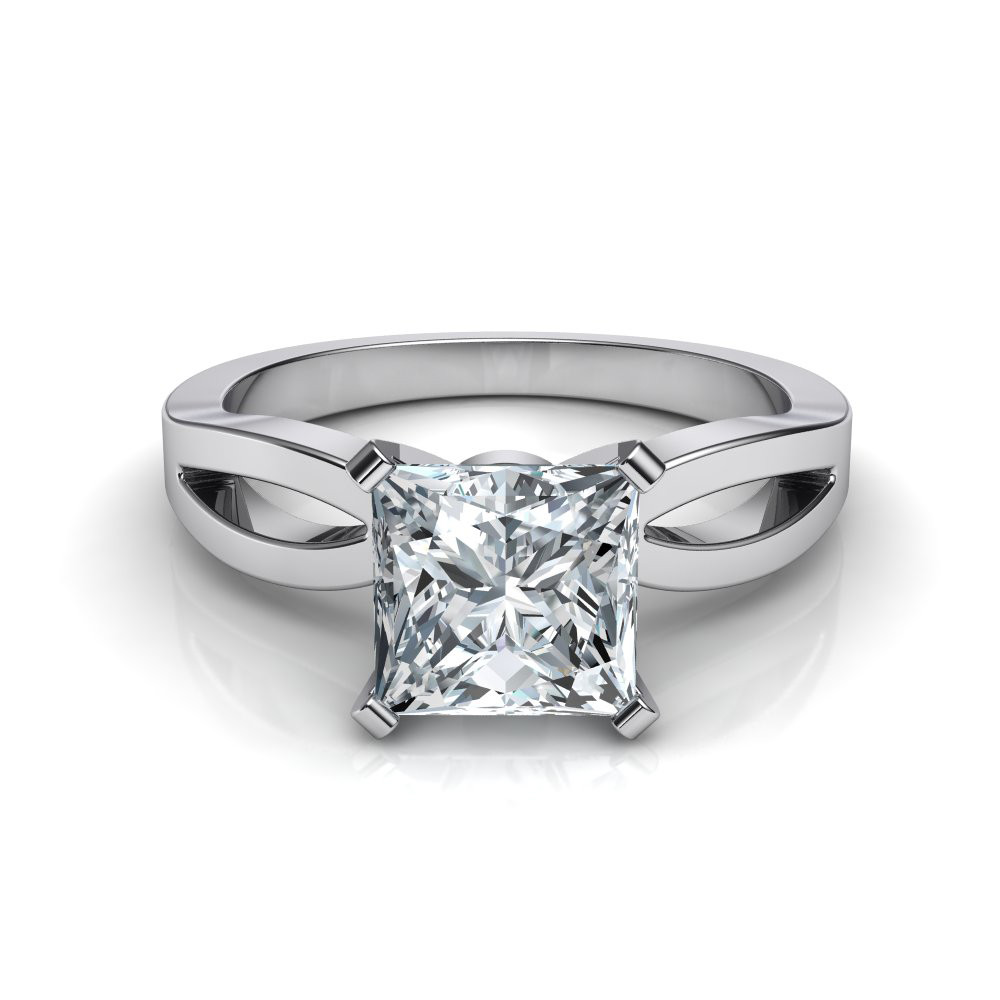 Princess Cut Engagement Ring
 Split Shank Princess Cut Solitaire Engagement Ring