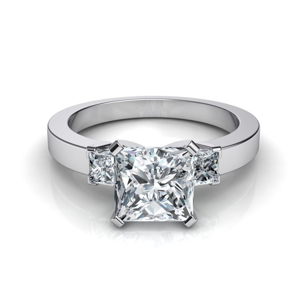 Princess Cut Engagement Ring
 Three Stone Princess Cut Diamond Engagement Ring