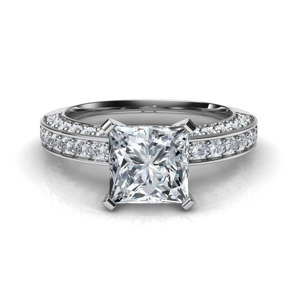 Princess Cut Engagement Ring
 3 Sided Pave Princess Cut Diamond Engagement Ring Natalie
