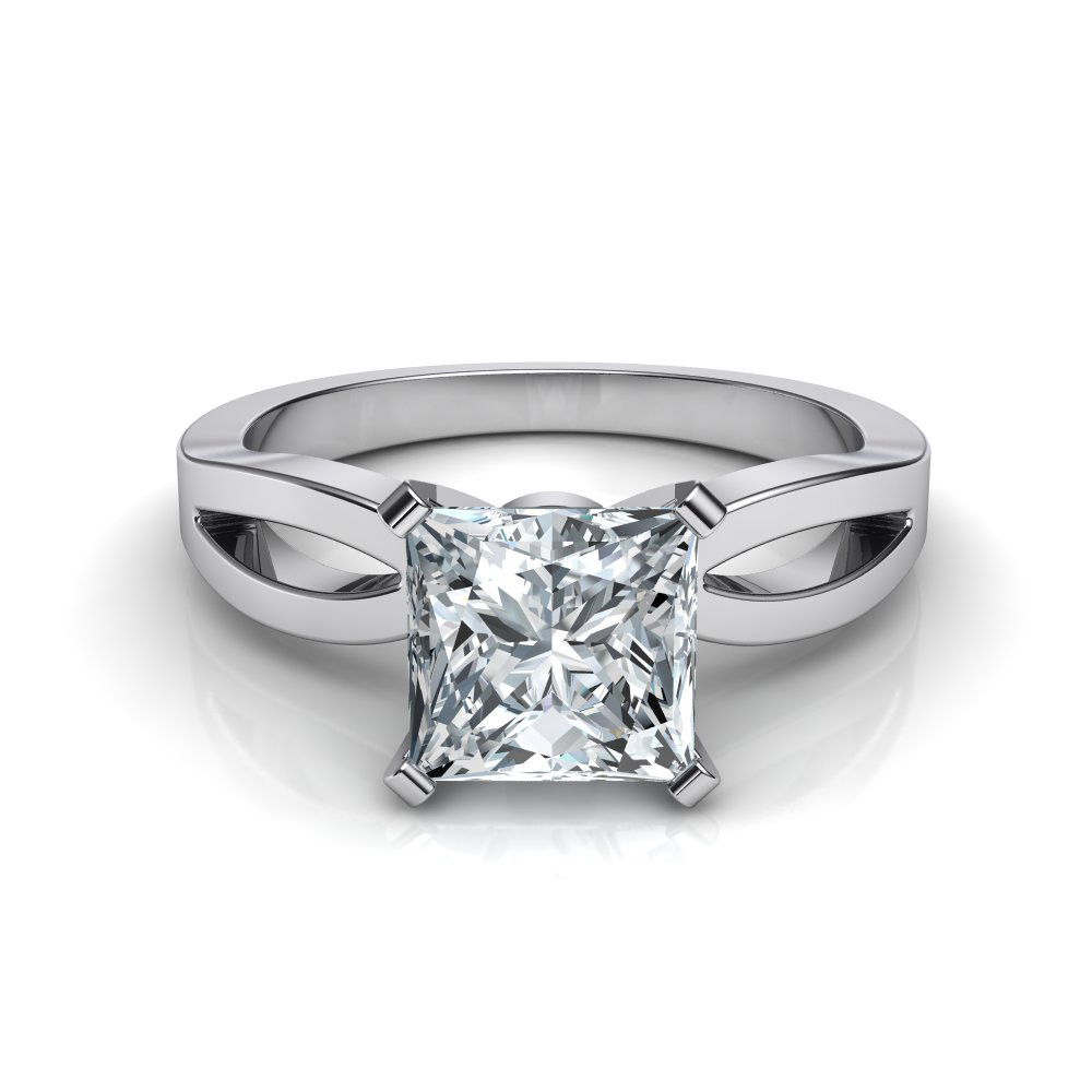 Princess Cut Rings
 Split Shank Princess Cut Solitaire Engagement Ring