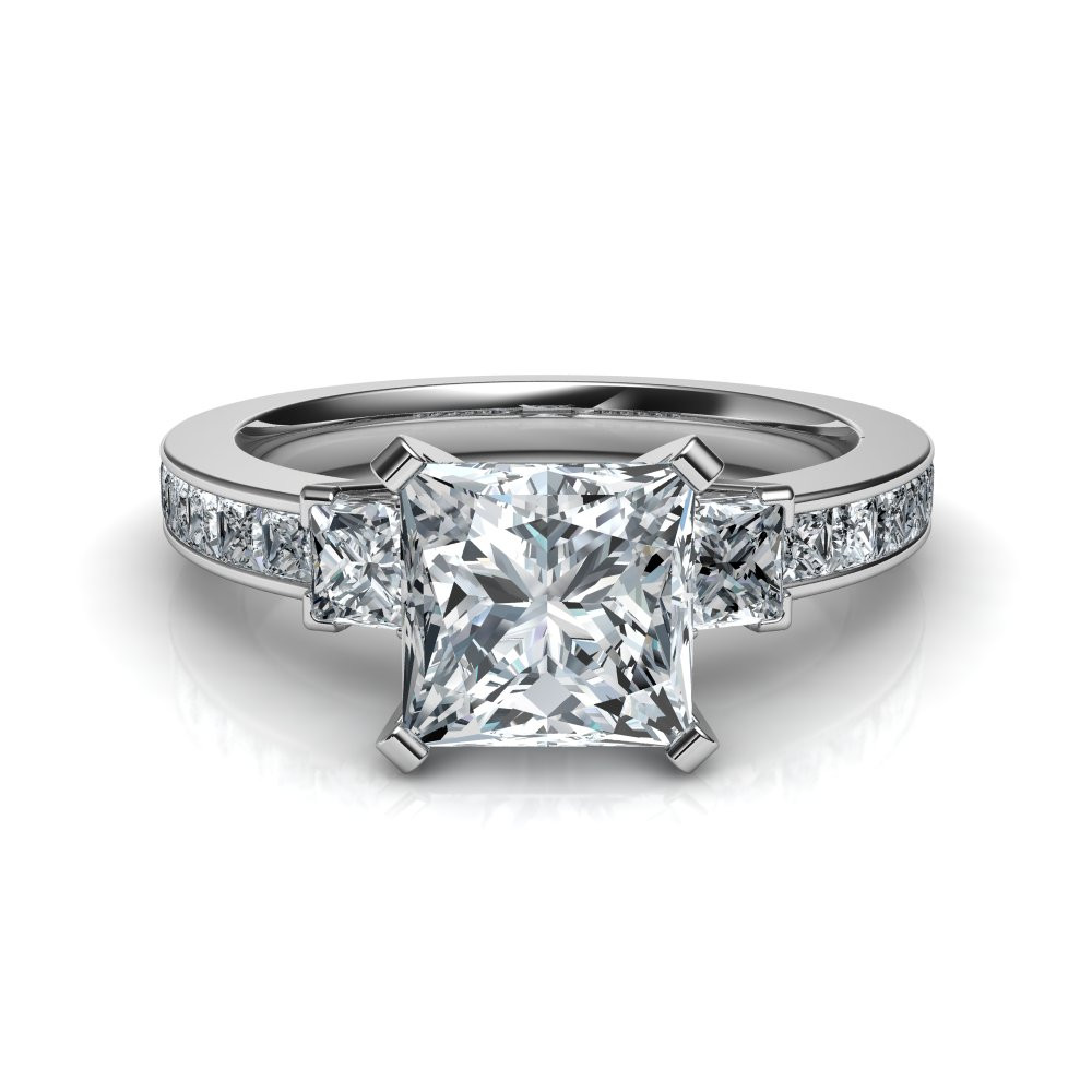 Princess Cut Rings
 Three Stone Princess Cut Diamond Engagement Ring Natalie