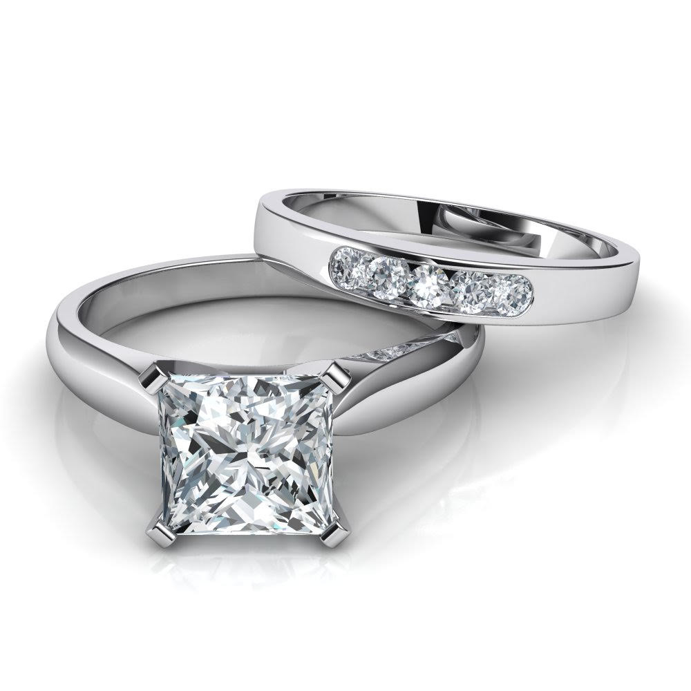 Princess Cut Wedding Rings Sets
 Tapered Cathedral Princess Cut Solitaire Engagement Ring
