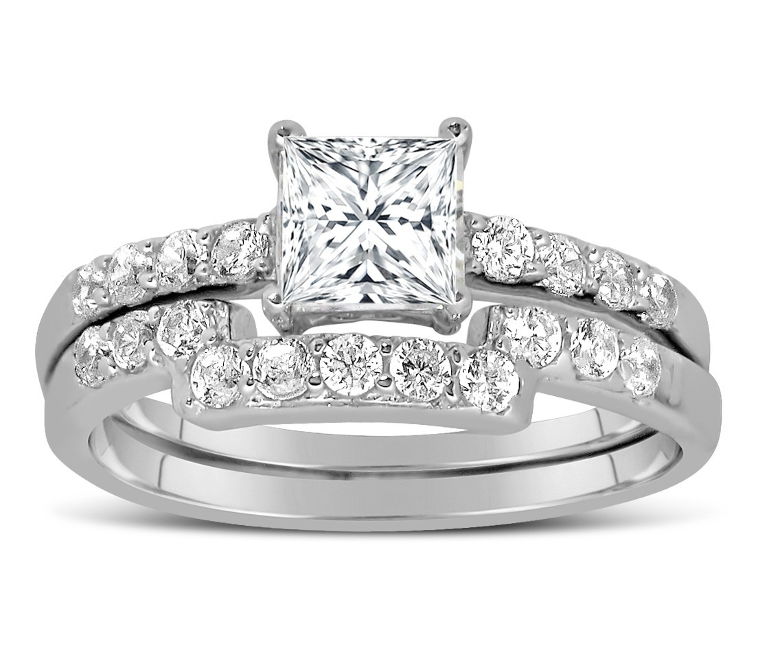 Princess Cut Wedding Rings Sets
 1 Carat Princess cut Diamond Wedding Ring Set in White