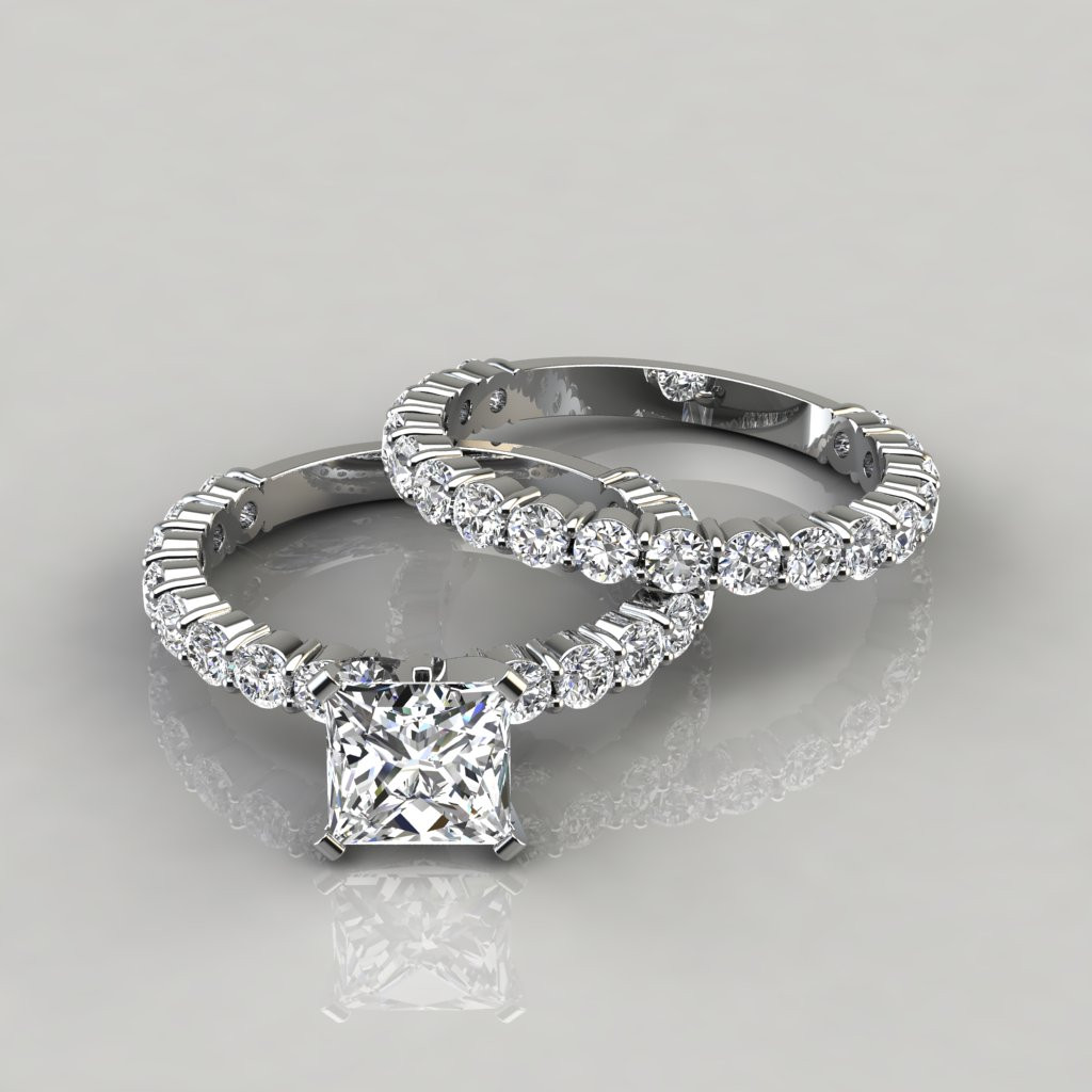 Princess Cut Wedding Rings Sets
 Princess Cut d Prong Engagement Ring and Wedding Band