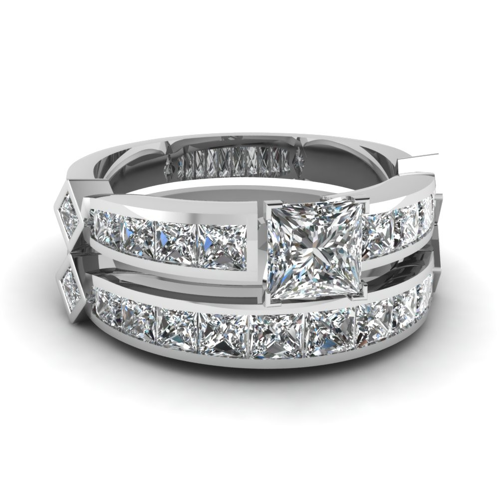 Princess Cut Wedding Rings Sets
 Princess Cut Diamond Channel Set Princess Accent Wedding