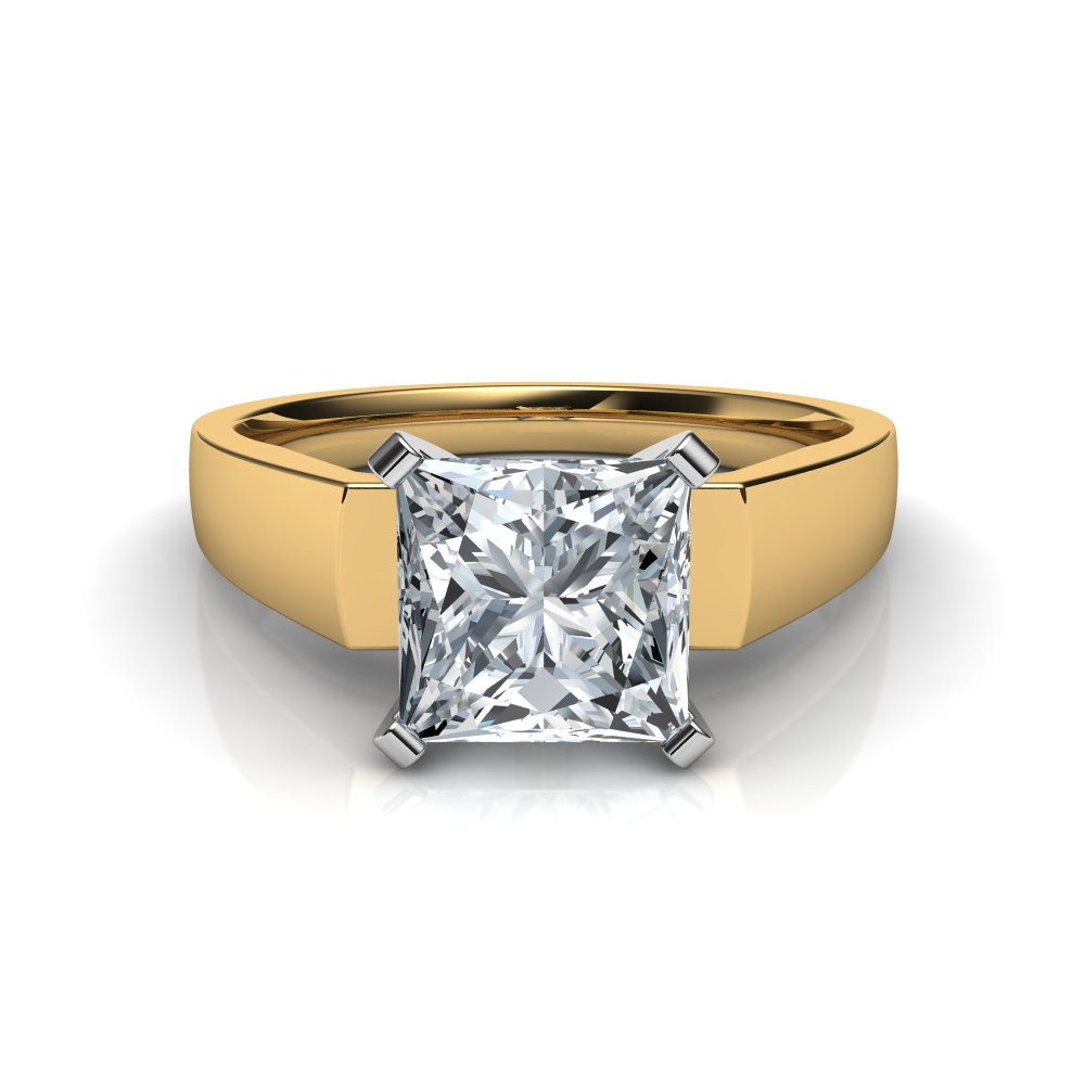 Princess Cut Yellow Gold Engagement Rings
 Flat Edged Princess Cut Diamond Engagement Ring Natalie