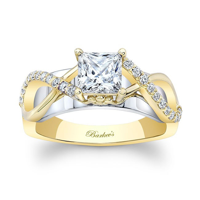 Princess Cut Yellow Gold Engagement Rings
 Barkev s White & Yellow Gold Princess Cut Engagement Ring