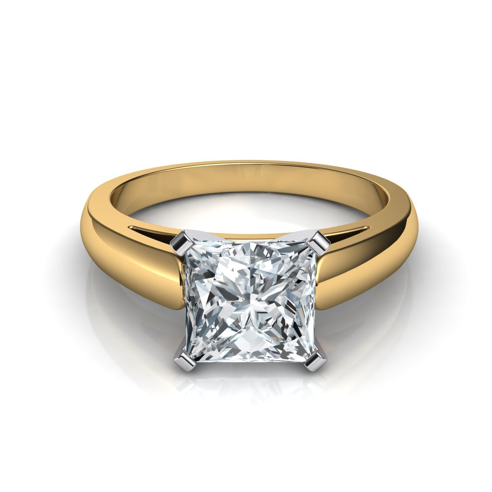 Princess Cut Yellow Gold Engagement Rings
 Cathedral Princess Cut Diamond Engagement Ring