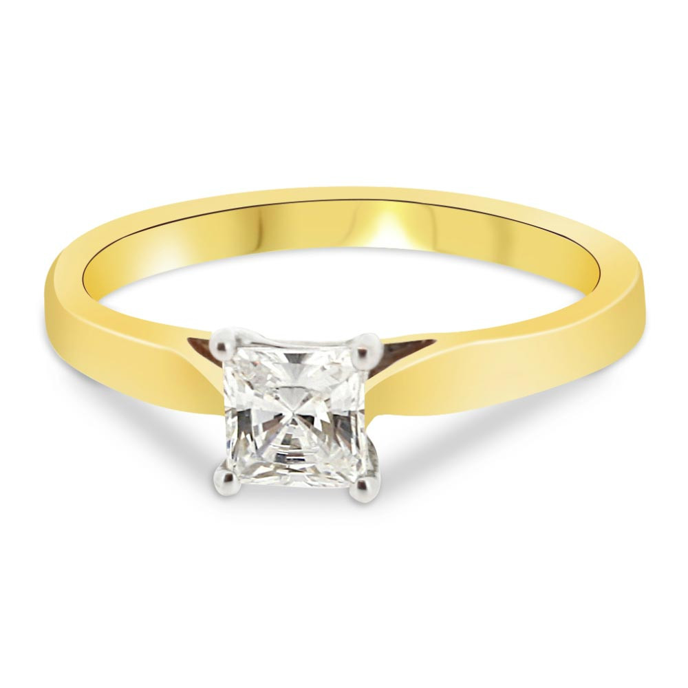 Princess Cut Yellow Gold Engagement Rings
 18ct Yellow Gold Princess Cut 0 5ct Solitaire Diamond