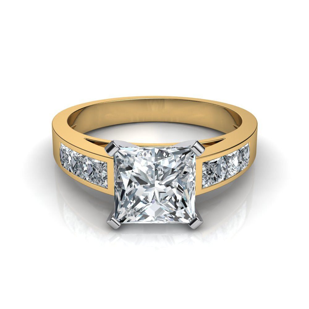 Princess Cut Yellow Gold Engagement Rings
 Princess Cut Channel Set Engagement Ring