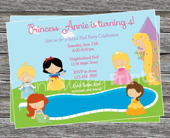 Princess Pool Party Ideas
 DIY Girl Princess Pool Party Birthday by PinkMonkeyPrints