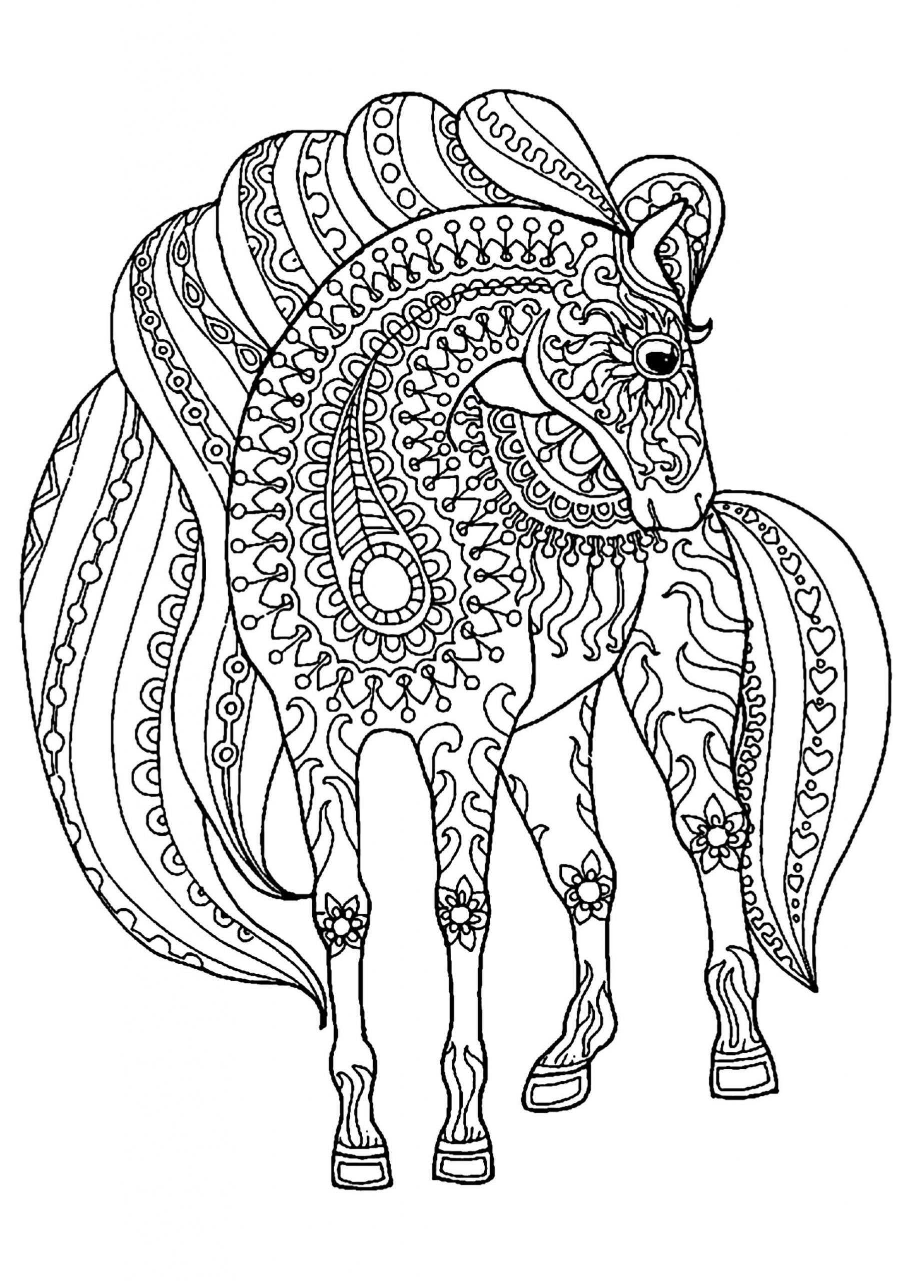 Printable Animal Coloring Pages For Adults
 Horse simple zentangle patterns Horses Adult Coloring Pages