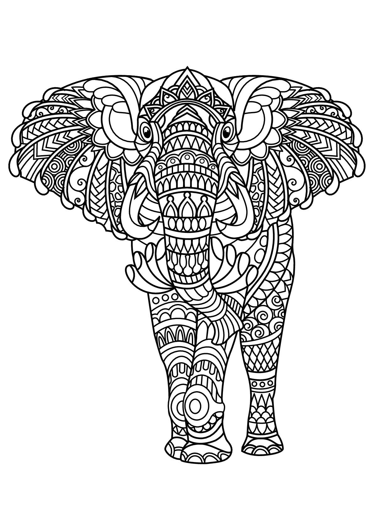 Printable Animal Coloring Pages For Adults
 Free book elephant Elephants Adult Coloring Pages