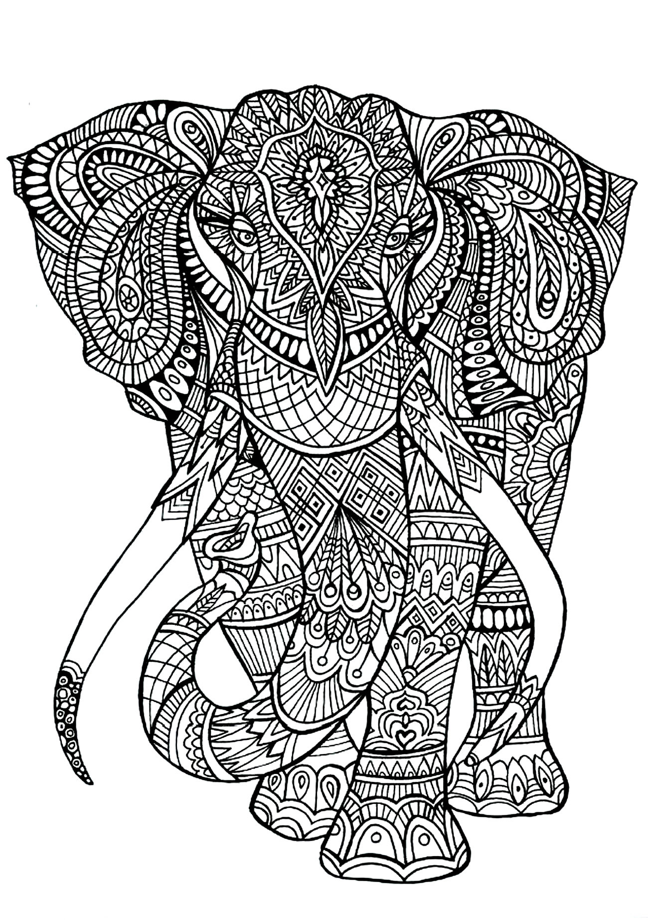 Printable Animal Coloring Pages For Adults
 Elephant patterns