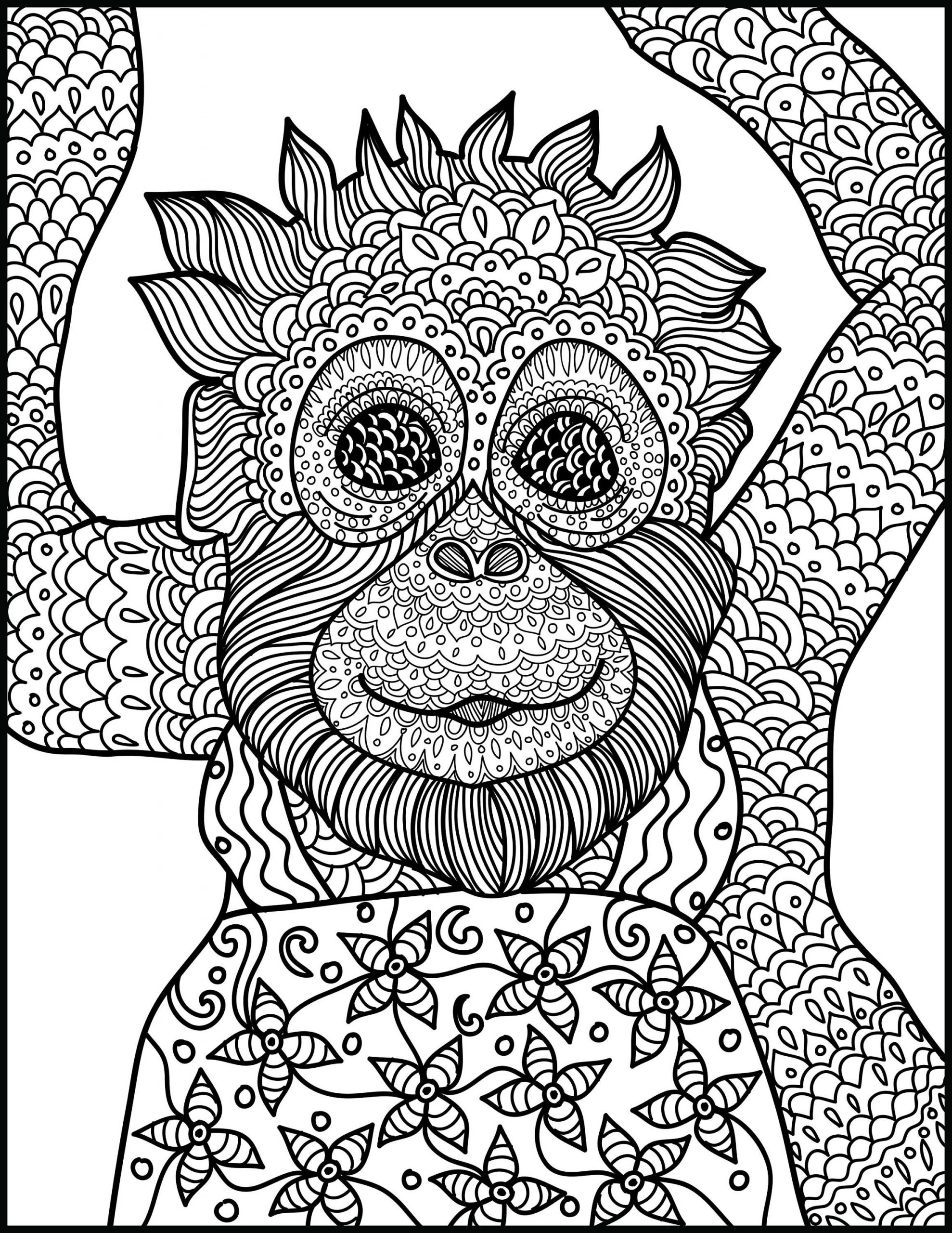 Printable Animal Coloring Pages For Adults
 Animal Coloring Page Monkey Printable Adult Coloring Page