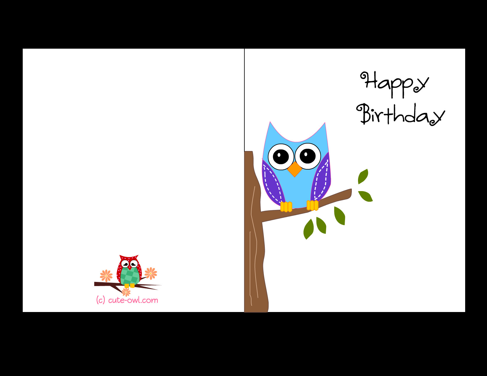 Printable Birthday Card
 Free Printable Cute Owl Birthday Cards