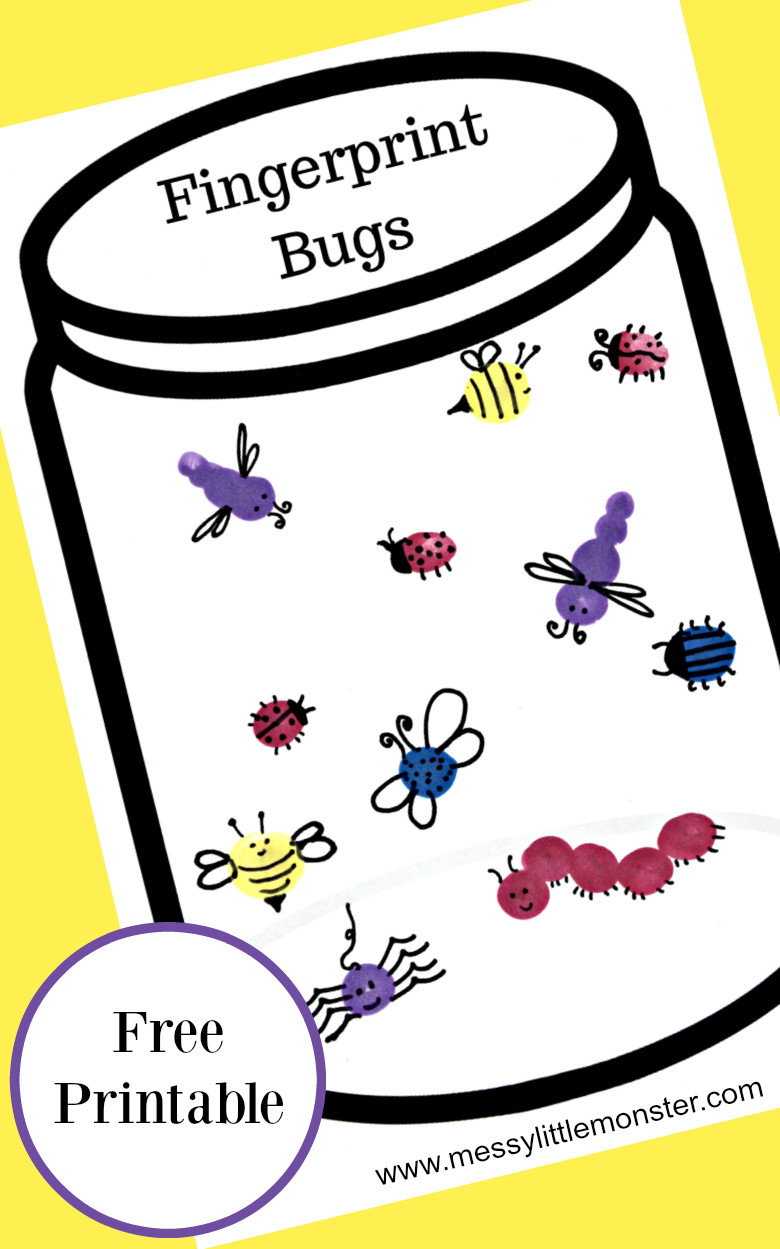 Printable Crafts For Preschoolers
 Fingerprint Bug Jar Craft Messy Little Monster