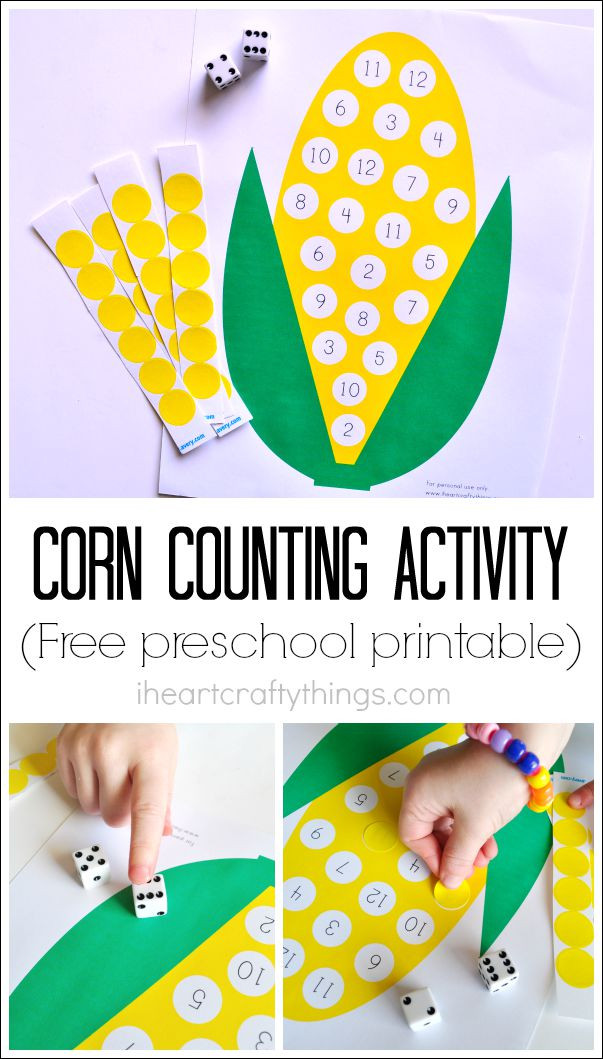 Printable Crafts For Preschoolers
 Preschool Corn Counting Activity with Printable