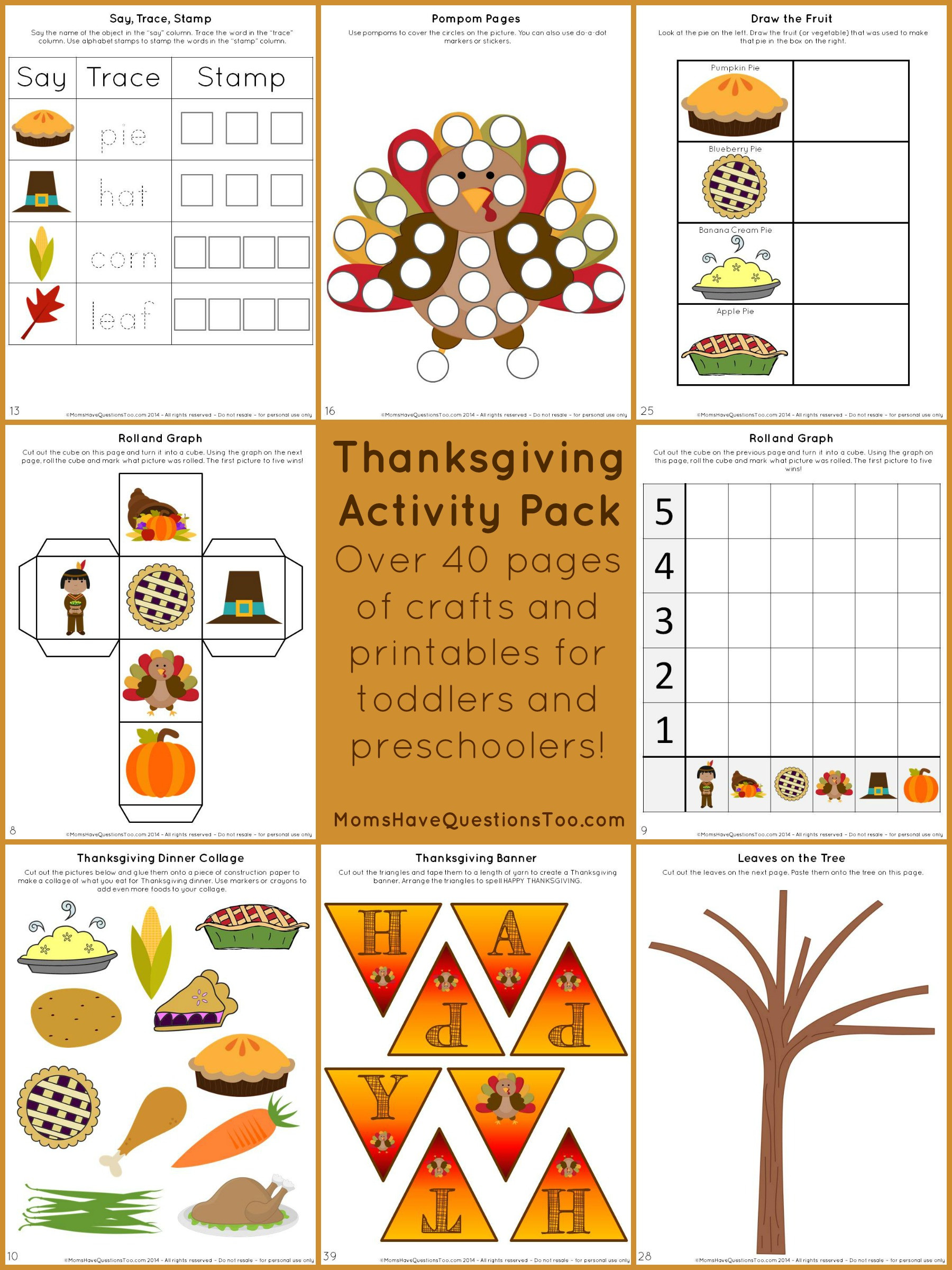 Printable Crafts For Preschoolers
 Thanksgiving Activity Pack with Crafts and Printables
