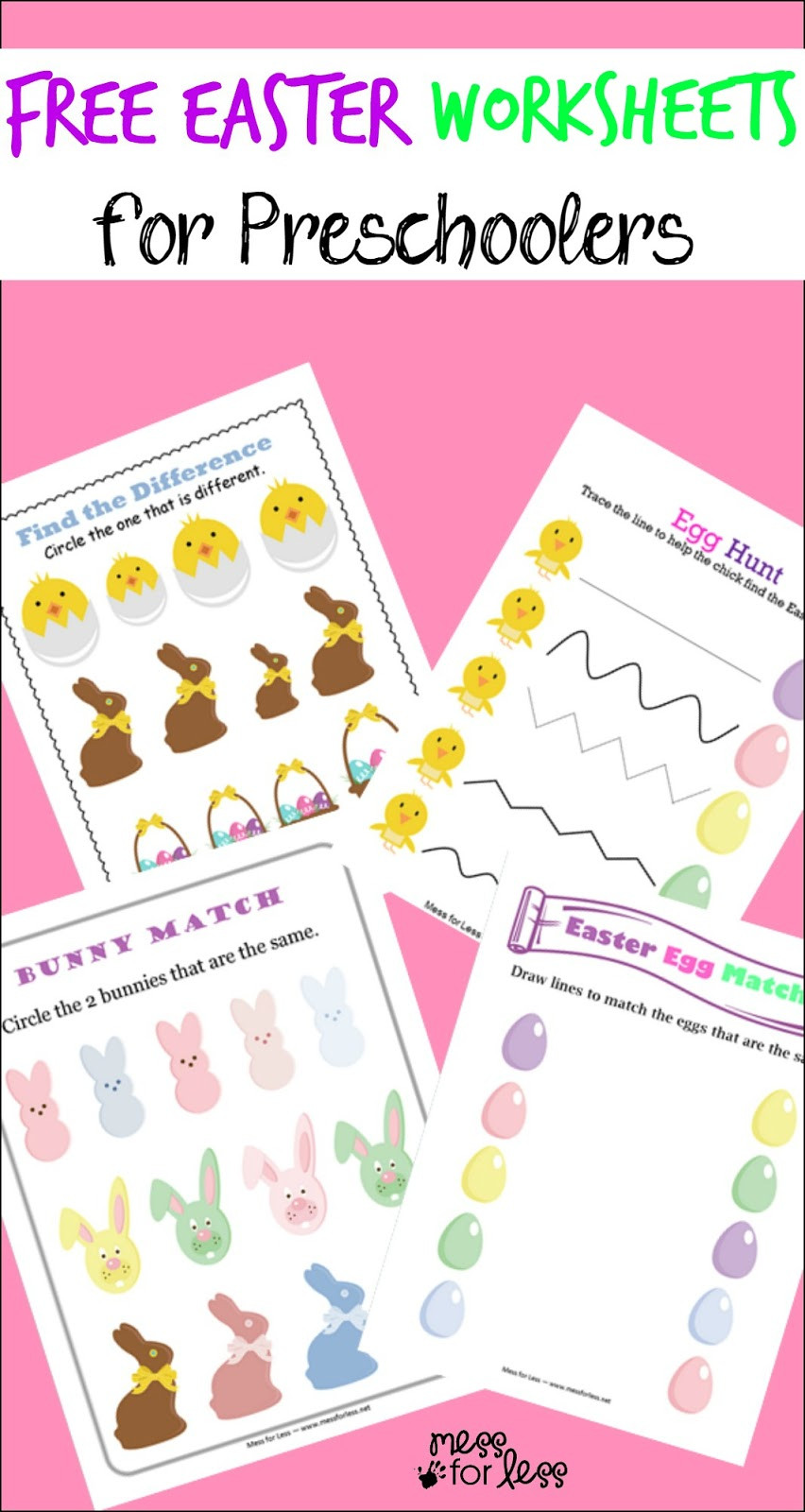 Printable Crafts For Preschoolers
 Free Easter Preschool Worksheets Mess for Less