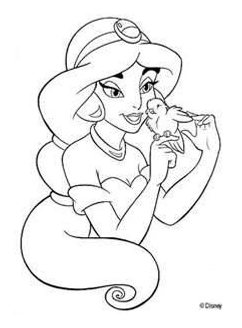 Printable Disney Coloring Pages
 Disney Printable Princess Jasmine Long Hair Coloring Pages