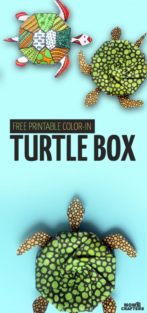 Printable Paper Crafts For Adults
 DIY Turtle Box Template and Coloring Page for Adults