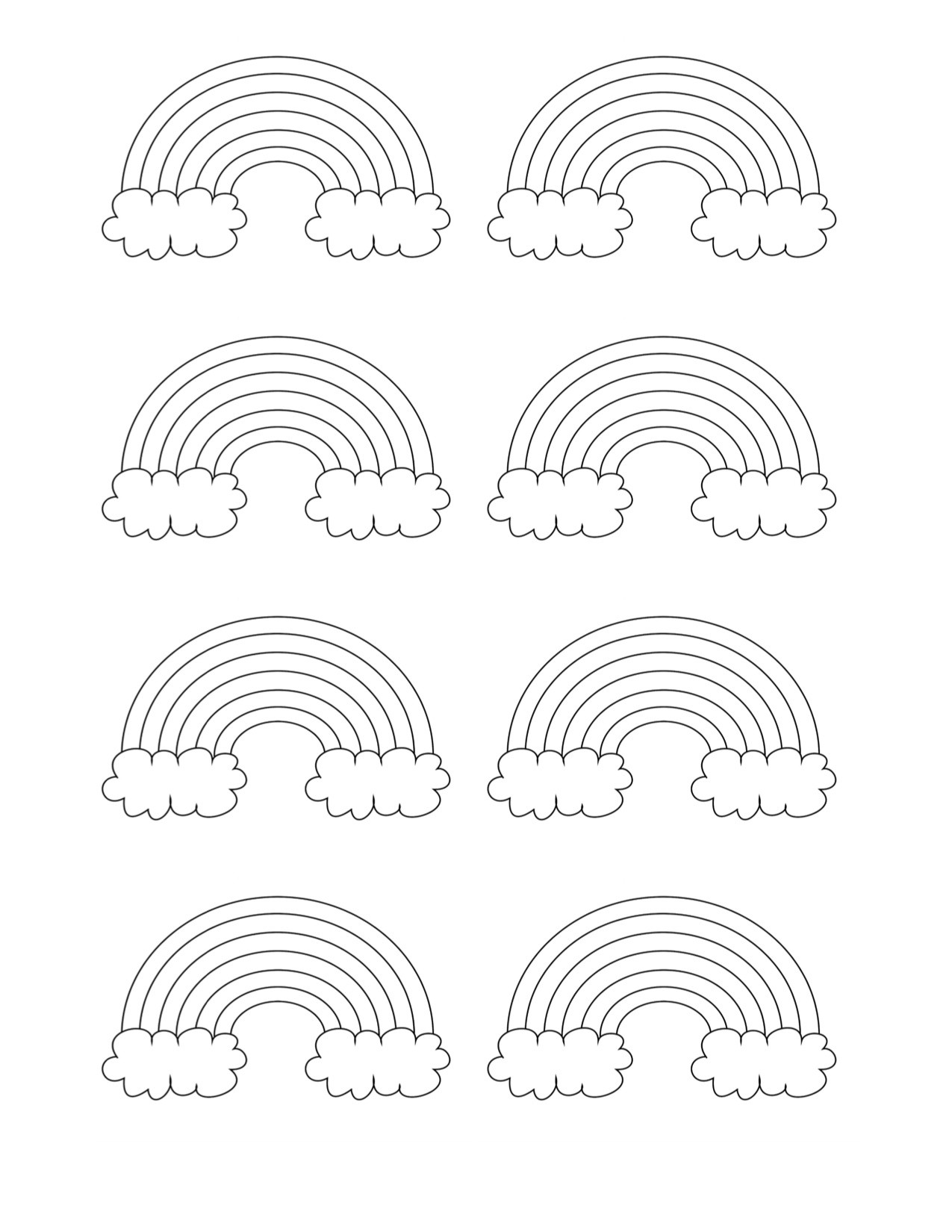 Printable Rainbow Coloring Sheet
 Cute Rainbow Patterns with Clouds Free Template You Can