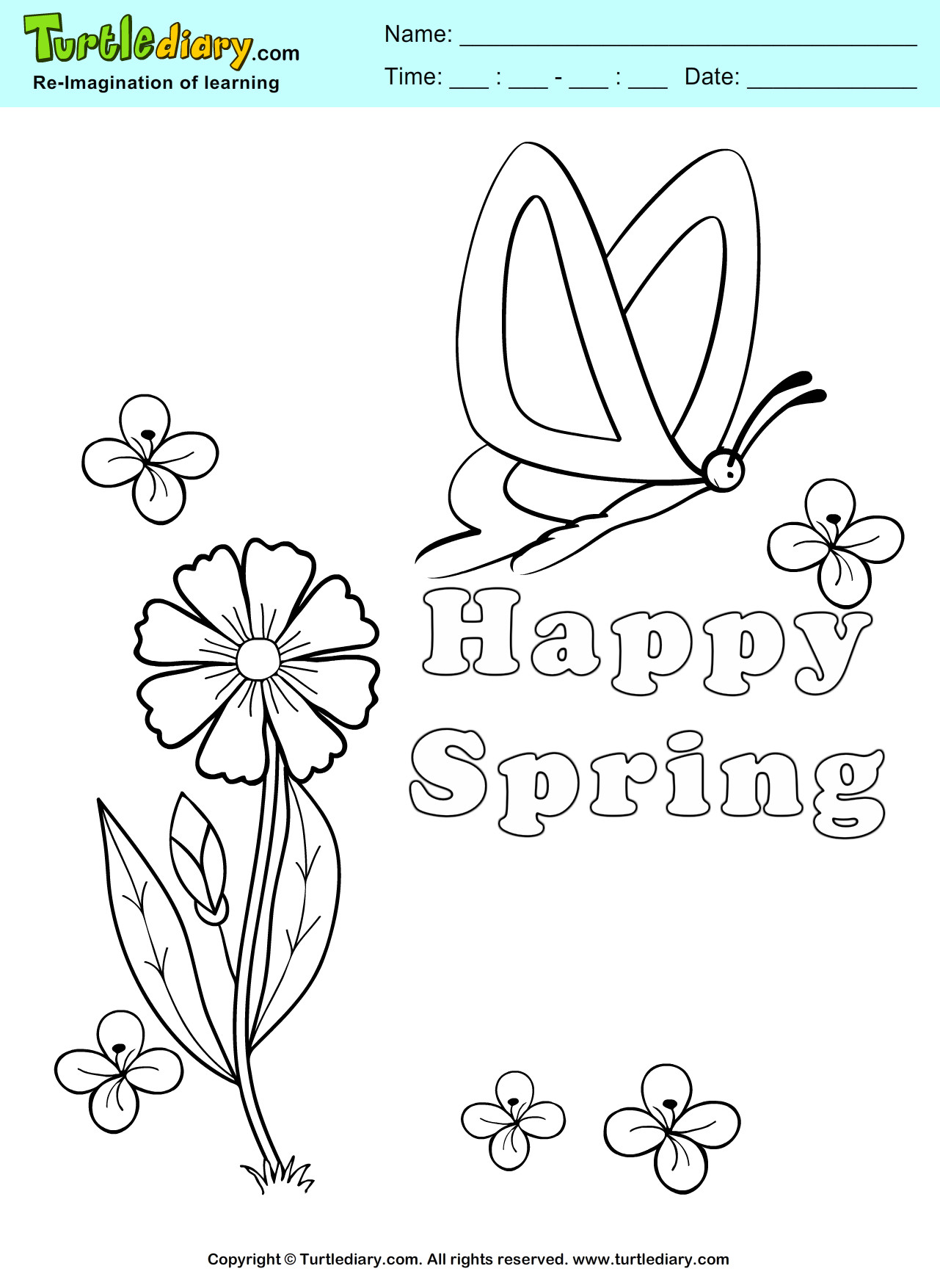 Printable Spring Coloring Pages
 Happy Spring Coloring Page