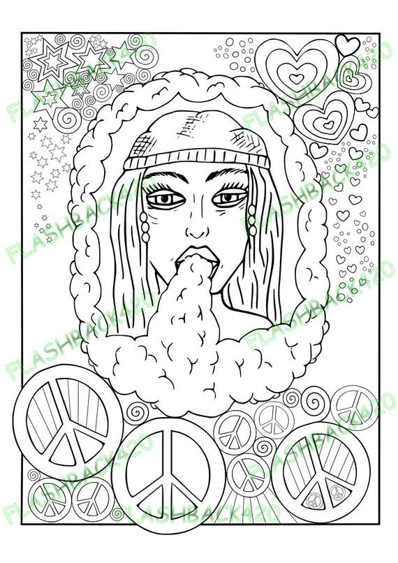 Printable Stoner Coloring Pages
 Stoner Gift Printable Coloring Page for Adult Bong Hippie