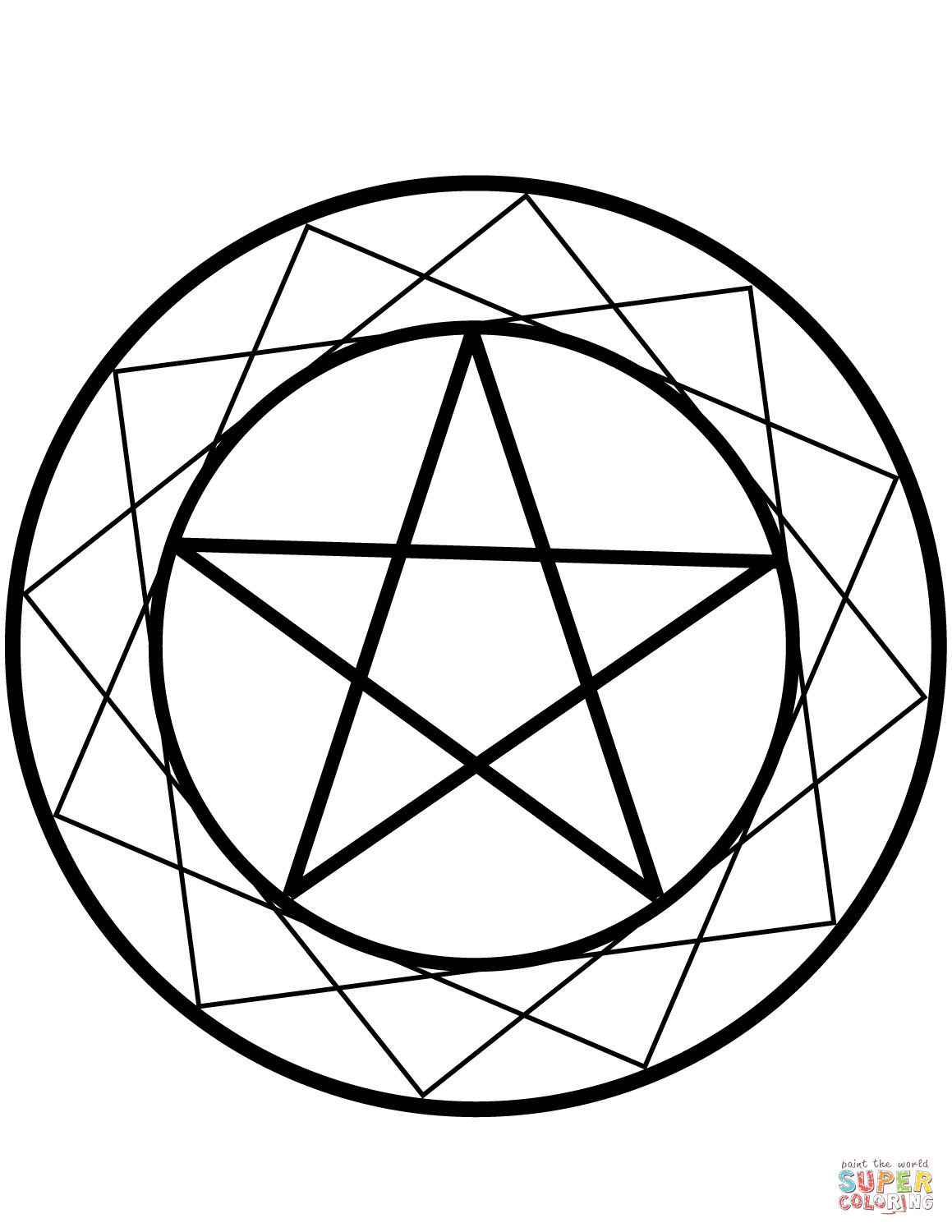 Printable Wiccan Coloring Pages
 Wiccan Pentacle coloring page