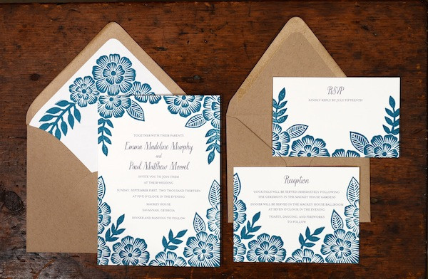 Printing Wedding Invitations
 Emma Paul s Floral Block Printed Wedding Invitations