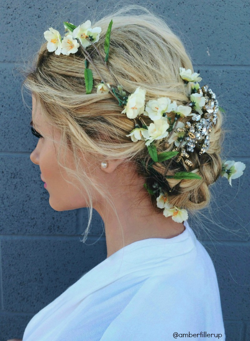 Prom Hairstyle With Flowers
 Prom Wedding Flower Up do Tutorial Barefoot Blonde by
