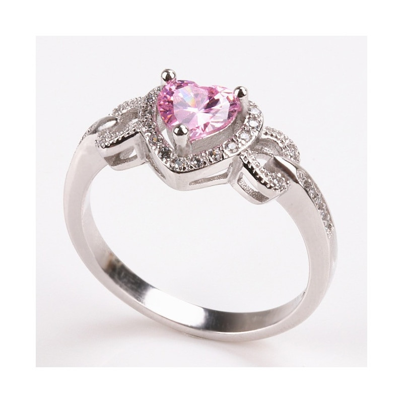 Promise Engagement Wedding Ring
 Heart Fancy Pink Wedding Promise Engagement Ring For Women
