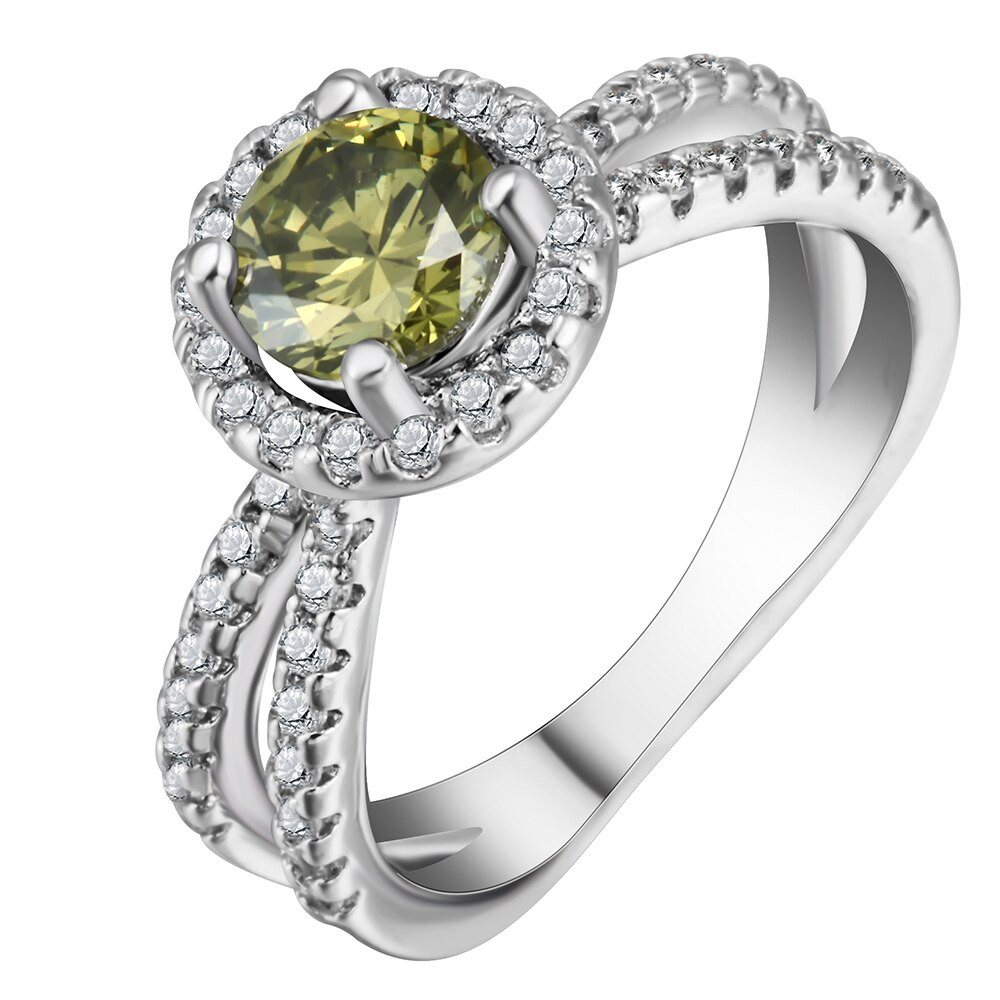 Promise Engagement Wedding Ring
 2017 Arrival cross design green cubic zircon promise ring